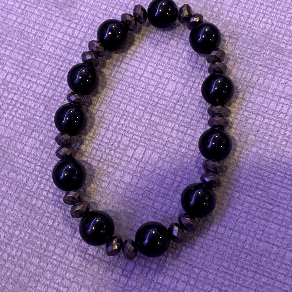 Black stretchy beaded bracelet